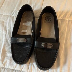 Black Loafers with Logo Detail